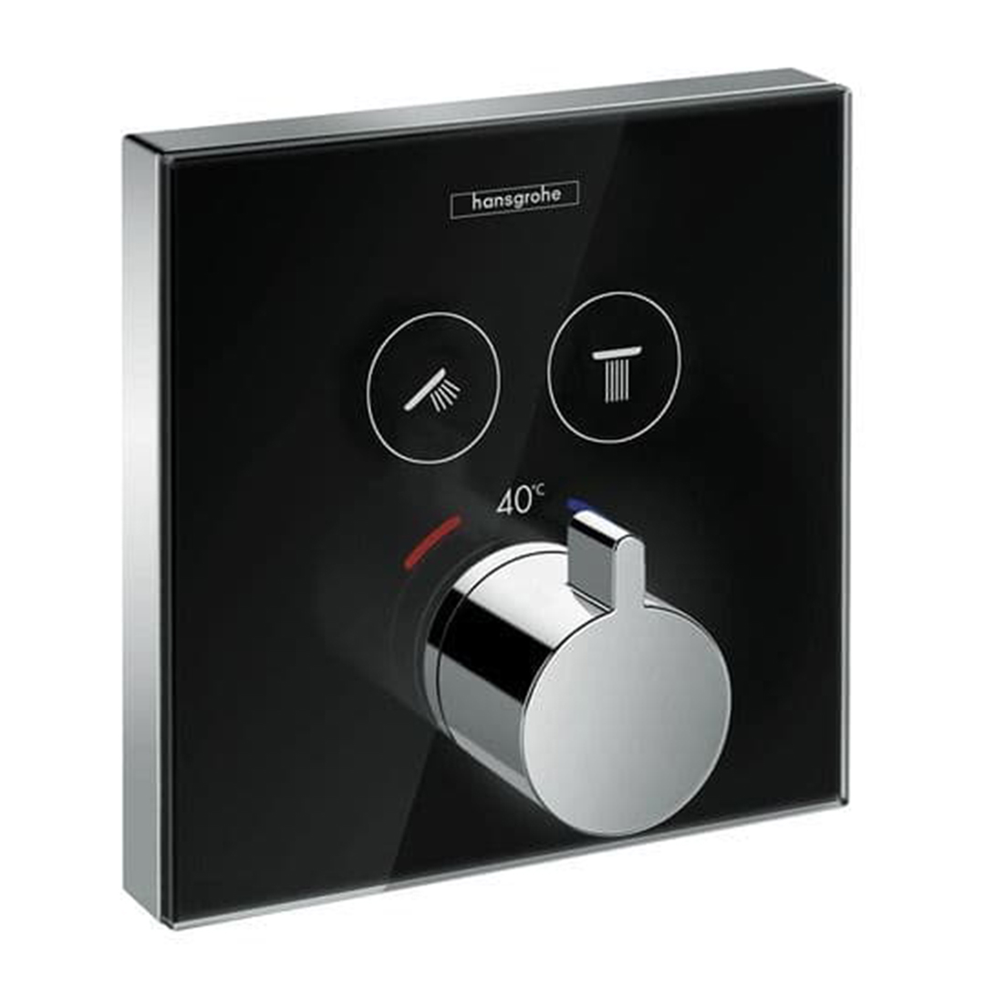 Hansgrohe 15738600<br>ShowerSelect<br>二路定溫控制面板<br>(鏡面黑 / 不含軸心)  |黑色系列|浴用龍頭 / 花灑
