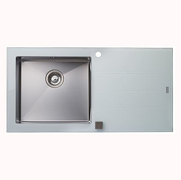 FRANKE<br>CYV 611 (W)<br>強化玻璃平台 不鏽鋼水槽<br>白色 - 右平台 (100 x 51 cm)  |廚用水槽|FRANKE
