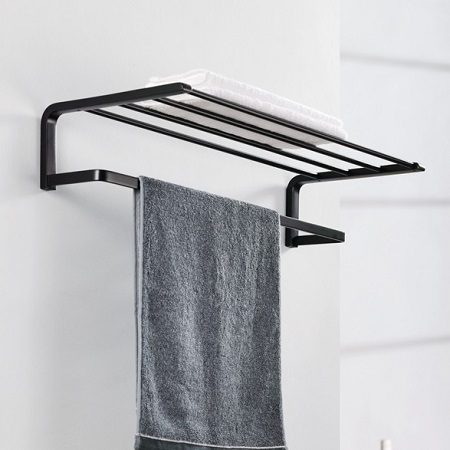 8925-PB<br>黑色雙層浴巾架  |衛浴配件|品牌|優質配件