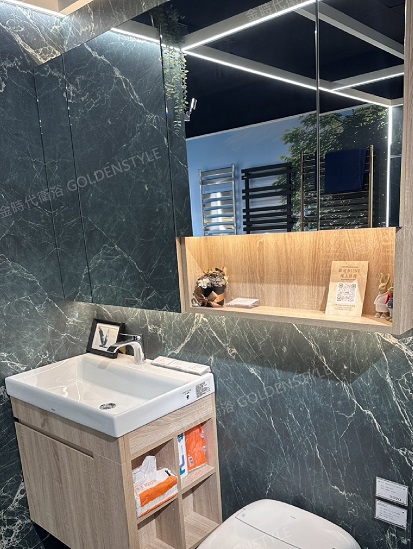 訂製發泡鏡櫃+TOTO LW1616CTW一體盆<br>+訂製發泡側開放浴櫃(北美原橡)