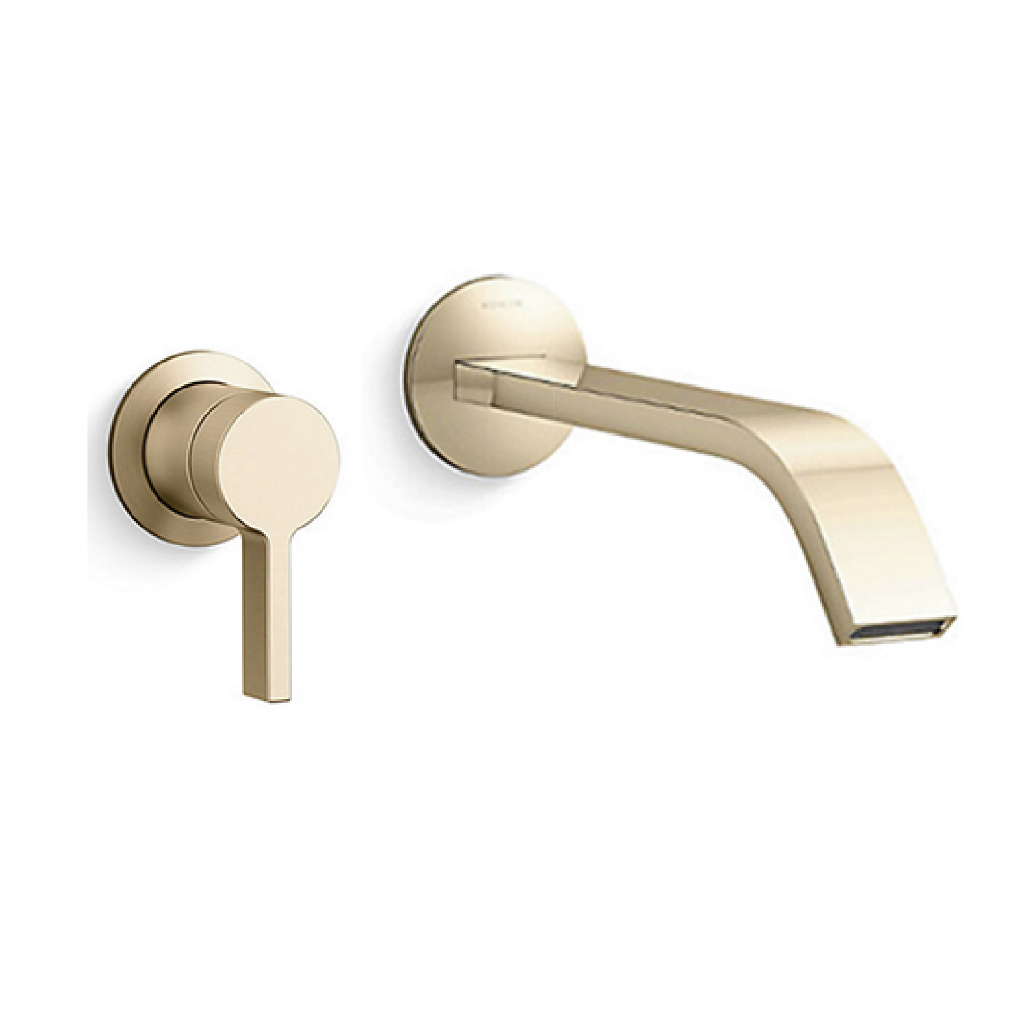 KOHLER<br>K-23888T-AF+77980T-4-AF<br>Components 崁壁式面盆龍頭<br>曲線型出水口+單方桿把手<br>(法蘭金)產品圖