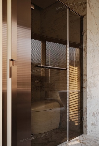 Goldenstyle LM10-4<br>特殊鍍鈦色.無框淋浴 推門/拉門