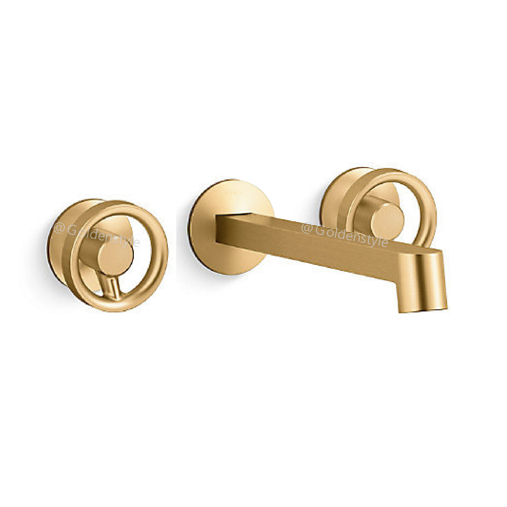 KOHLER<br>K-23889T-2MB+77981T-9-2MB<br>Components 崁壁式面盆龍頭<br>直桿型出水口+雙輪型把手<br>(霧金)產品圖