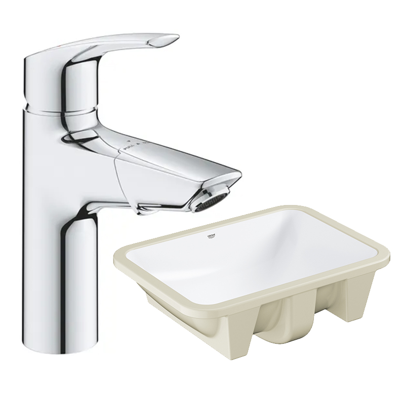 GROHE<br>23976.003 + 39317.000<br />EUROSMART BASIN MIXER 伸縮面盆龍頭 + PROJECTLINE 下嵌式面盆 (56.1x41.1cm)  |面盆|GROHE|下崁盆