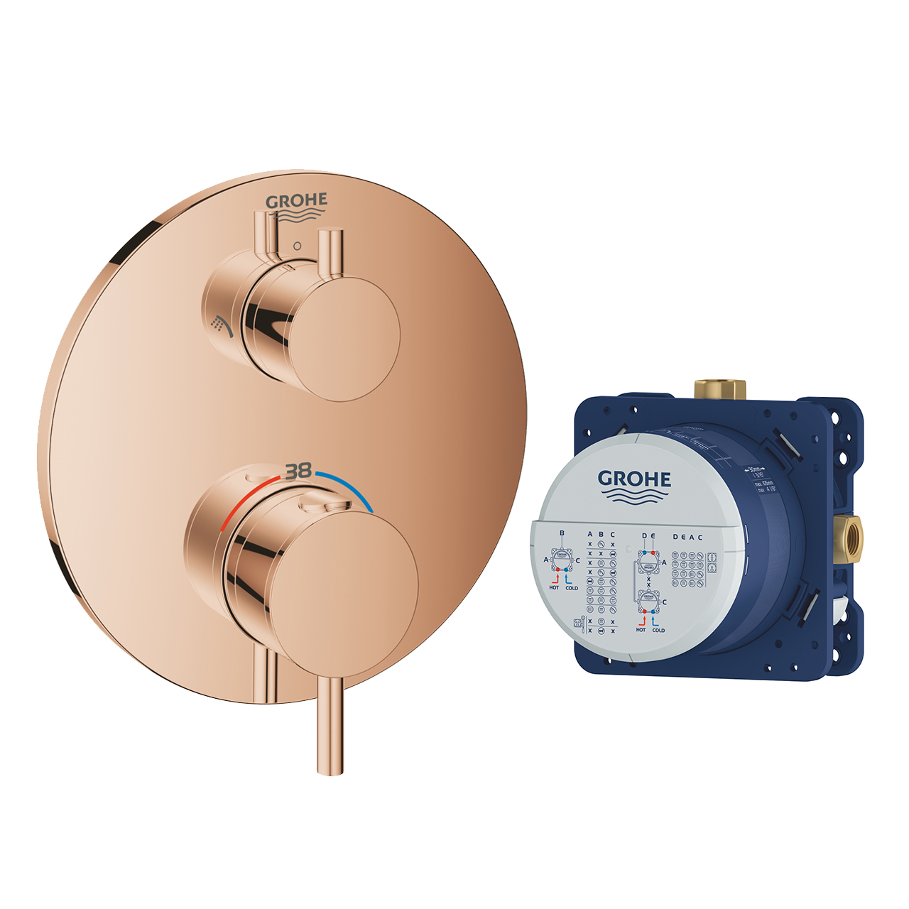 GROHE 24135.DA3<br>Atrio 兩段式埋壁定溫外蓋<br>(含 埋壁軸心)產品圖