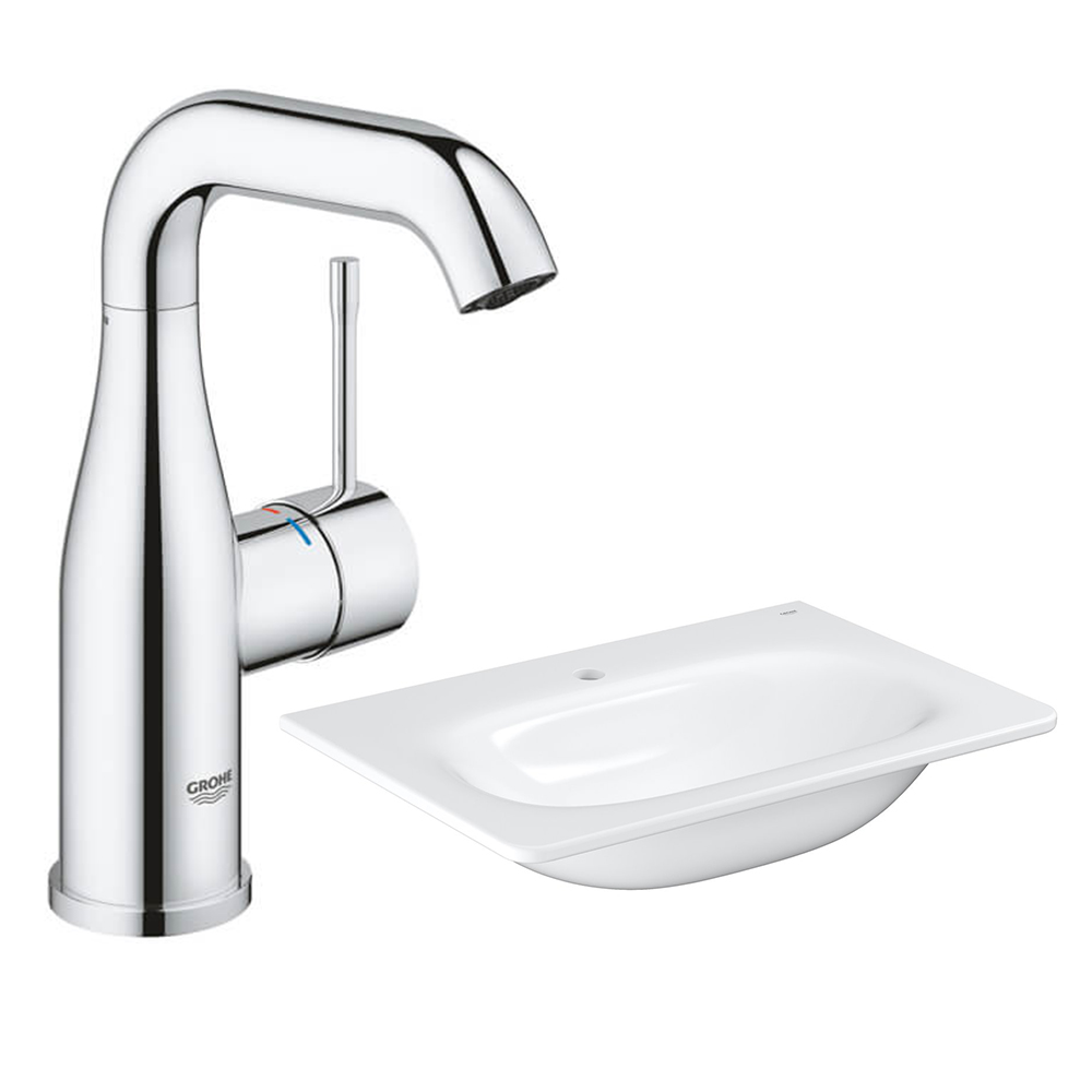 GROHE<br>24173.001 + 39564.00H<br>ESSENCE NEW 單槍面盆龍頭 + ESSENCE 壁掛式檯面盆<br>(外徑 70 x 48.5 cm)  |面盆|GROHE|壁掛盆