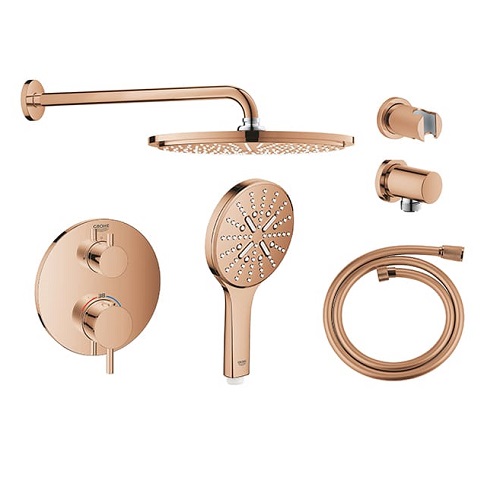 GROHE  SMARTCONTROL<br>定溫埋壁圓型花灑套組<br> (玫瑰金)  |金色系列|浴用龍頭 / 花灑