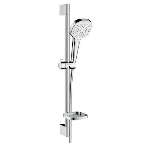 Hansgrohe 26586400<br>Hansgrohe Croma Select E 蓮蓬頭浴杆組 65cm - 方形帶皂盤<br>3種水流  |淋浴花灑|HANSGROHE|蓮蓬頭伸降桿/掛座/淋浴柱 套組