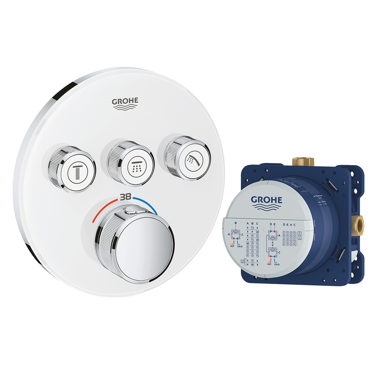 GROHE 29904.LS0<br>Grohtherm SmartControl 三段埋壁式智能控制恆溫器<br>(含 埋壁軸心)產品圖
