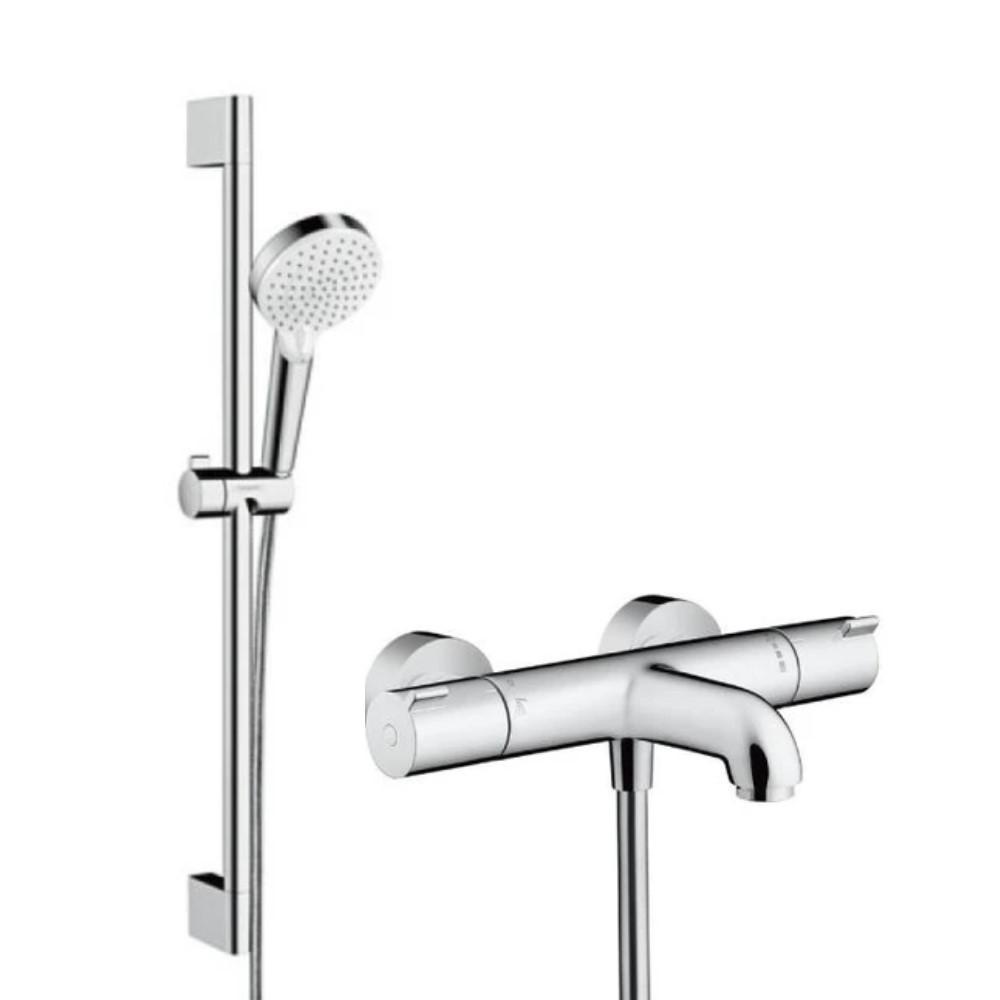 Hansgrohe  <br>Ecostat 1001 CL + <br>Crometta 蓮蓬頭滑桿組 65cm<br>(白/鉻)  |淋浴花灑|HANSGROHE|蓮蓬頭伸降桿/掛座/淋浴柱 套組