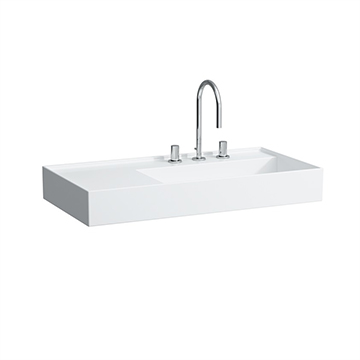 LAUFEN 81033.9<br>KARTELL 掛壁式面盆(左檯面)<br>無溢水(90x46cm)  |面盆|LAUFEN|檯上盆