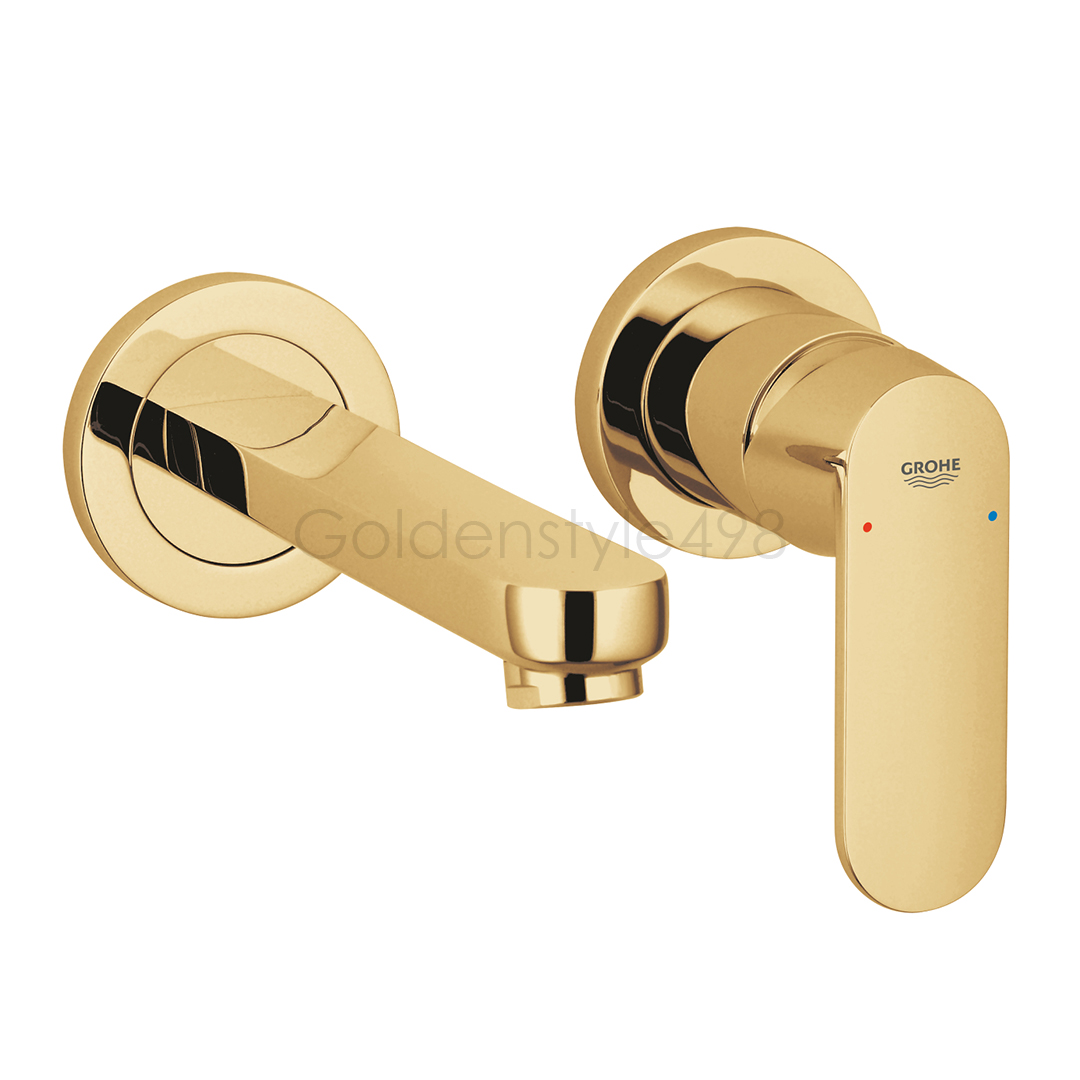 ★GROHE 19381.GLC<br>EUROSMART COSMOPOLITAN<br>壁上雙孔面盆龍頭  <br>(冷冽金/含埋壁軸心)  |金色系列|面用龍頭