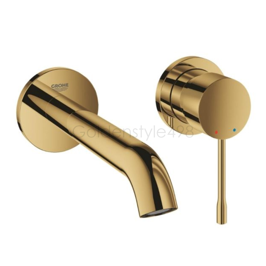 ★GROHE 19408.GL1<br>NEW ESSENCE <br>壁上雙孔面盆龍頭 <br>(冷冽金/含埋壁軸心)  |金色系列|面用龍頭