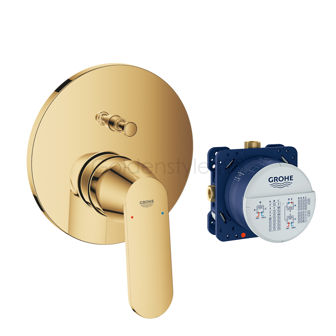 ★GROHE 24045.GL0<br>EUROSMART COSMOPOLITAN 埋壁浴用<br>雙切 控制面板 (冷冽金/含埋壁軸心)  |金色系列|浴用龍頭 / 花灑