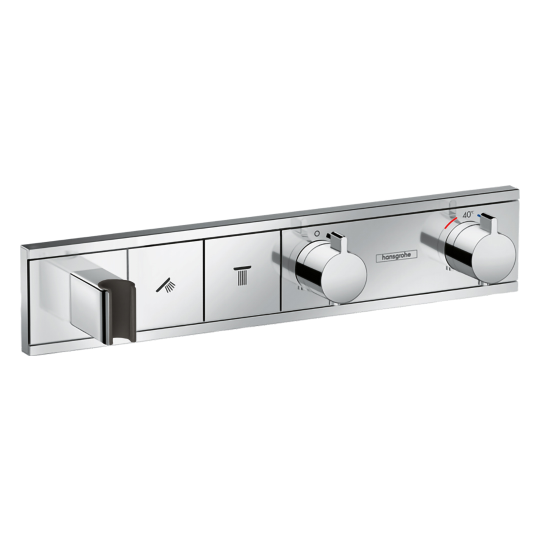 Hansgrohe 15355000<br>RainSelect<br>二路掛勾定溫開關面板<br>(鉻色 / 不含軸心)  |淋浴花灑|HANSGROHE|埋壁式面板