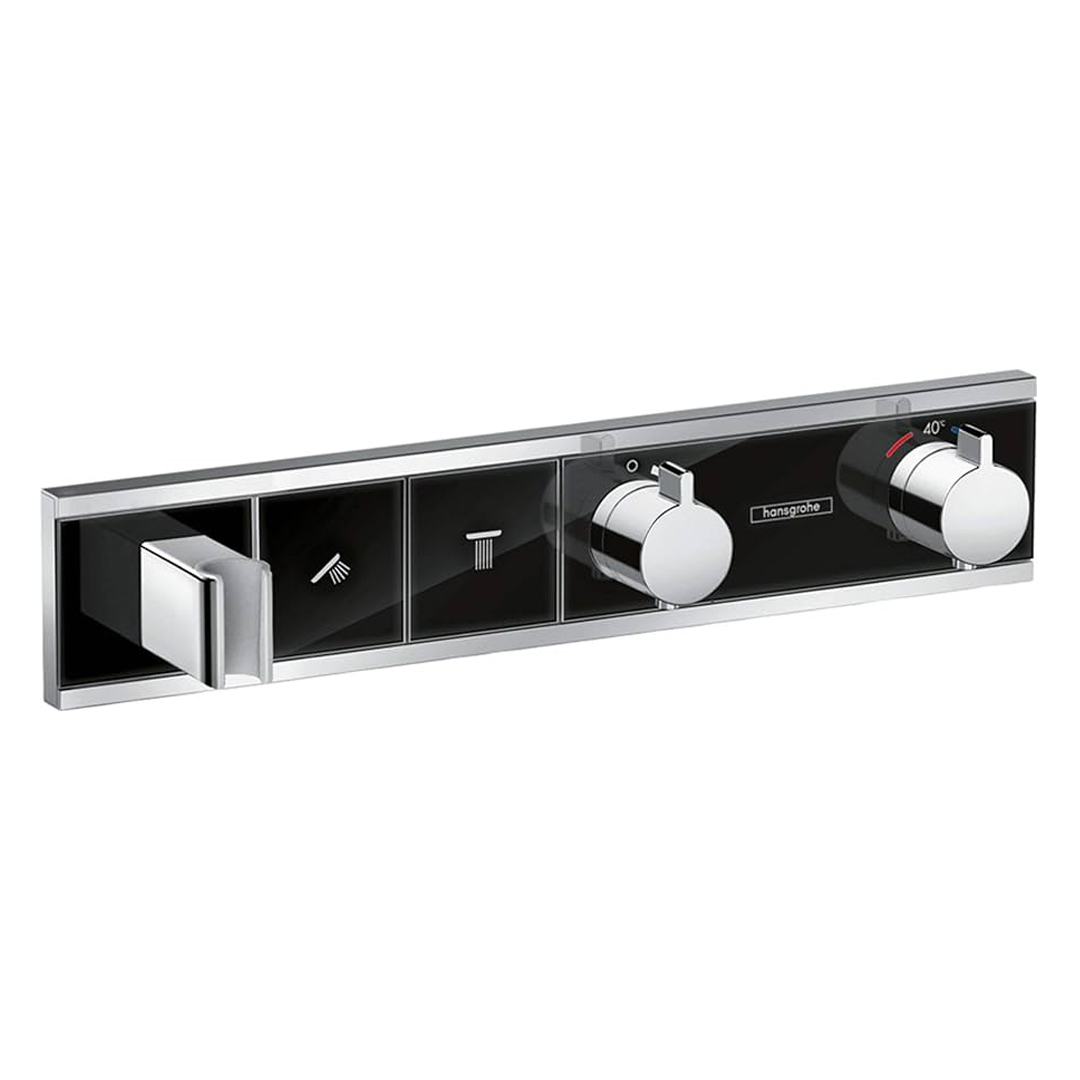 Hansgrohe 15355600<br>RainSelect<br>二路掛勾定溫開關面板<br>(鏡面黑 / 不含軸心)  |黑色系列|浴用龍頭 / 花灑