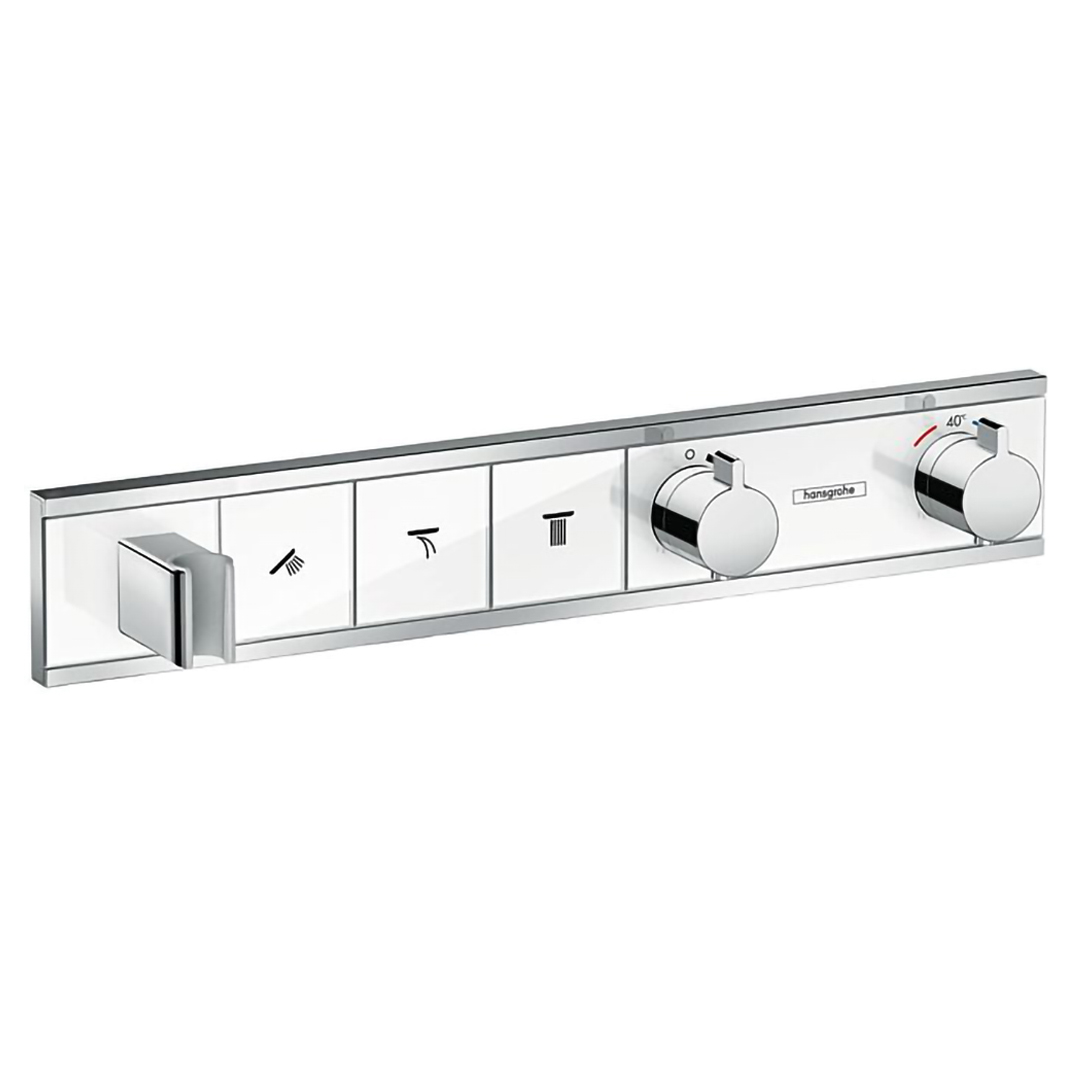 Hansgrohe 15356400<br>RainSelect<br>三路掛勾定溫開關面板<br>(鏡面白 / 不含軸心)  |淋浴花灑|HANSGROHE|埋壁式面板