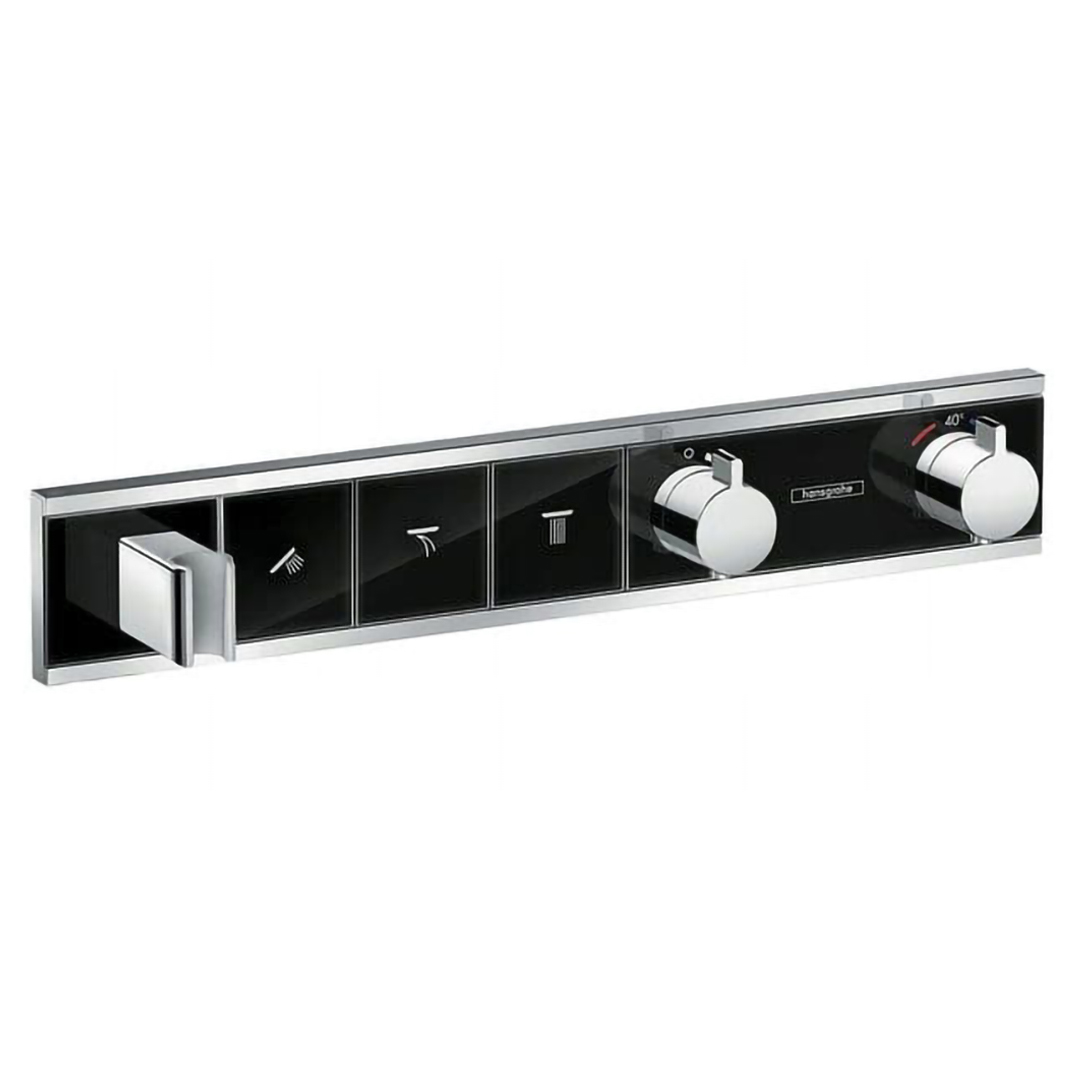 Hansgrohe 15356600<br>RainSelect<br>三路掛勾定溫開關面板<br>(鏡面黑 / 不含軸心)  |黑色系列|浴用龍頭 / 花灑