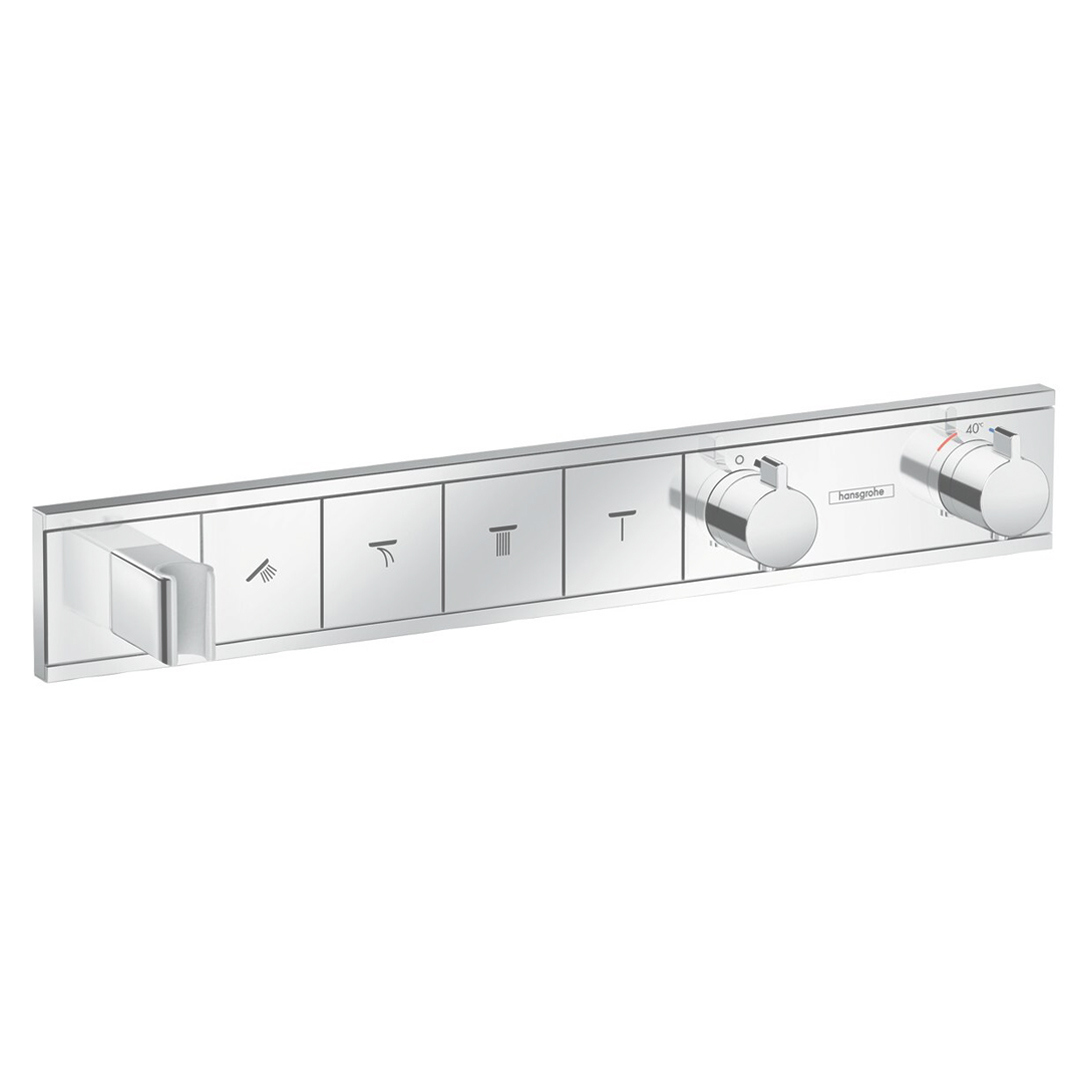 Hansgrohe 15357000<br>RainSelect<br>四路掛勾定溫開關面板<br>(鉻色 / 不含軸心)  |淋浴花灑|HANSGROHE|埋壁式面板