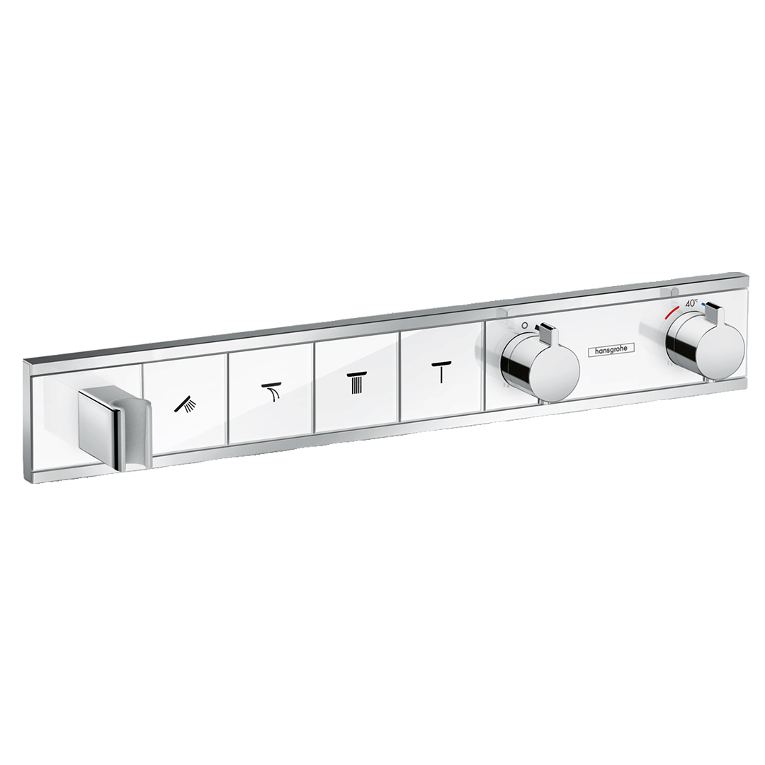 Hansgrohe 15357400<br>RainSelect<br>四路掛勾定溫開關面板<br>(鏡面白 / 不含軸心)  |淋浴花灑|HANSGROHE|埋壁式面板