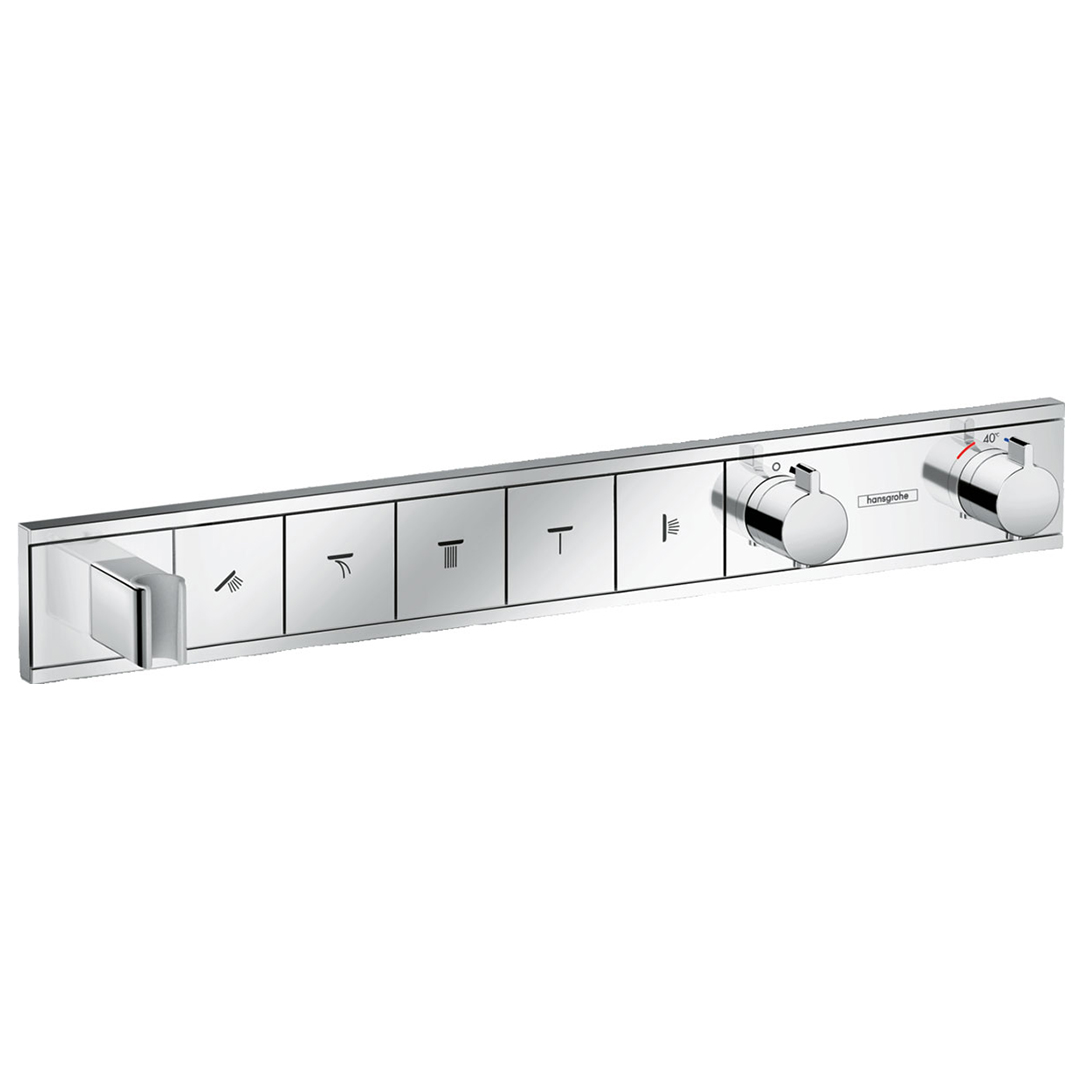Hansgrohe 15358000<br>RainSelect<br>五路掛勾定溫開關面板<br>(鉻色 / 不含軸心)產品圖