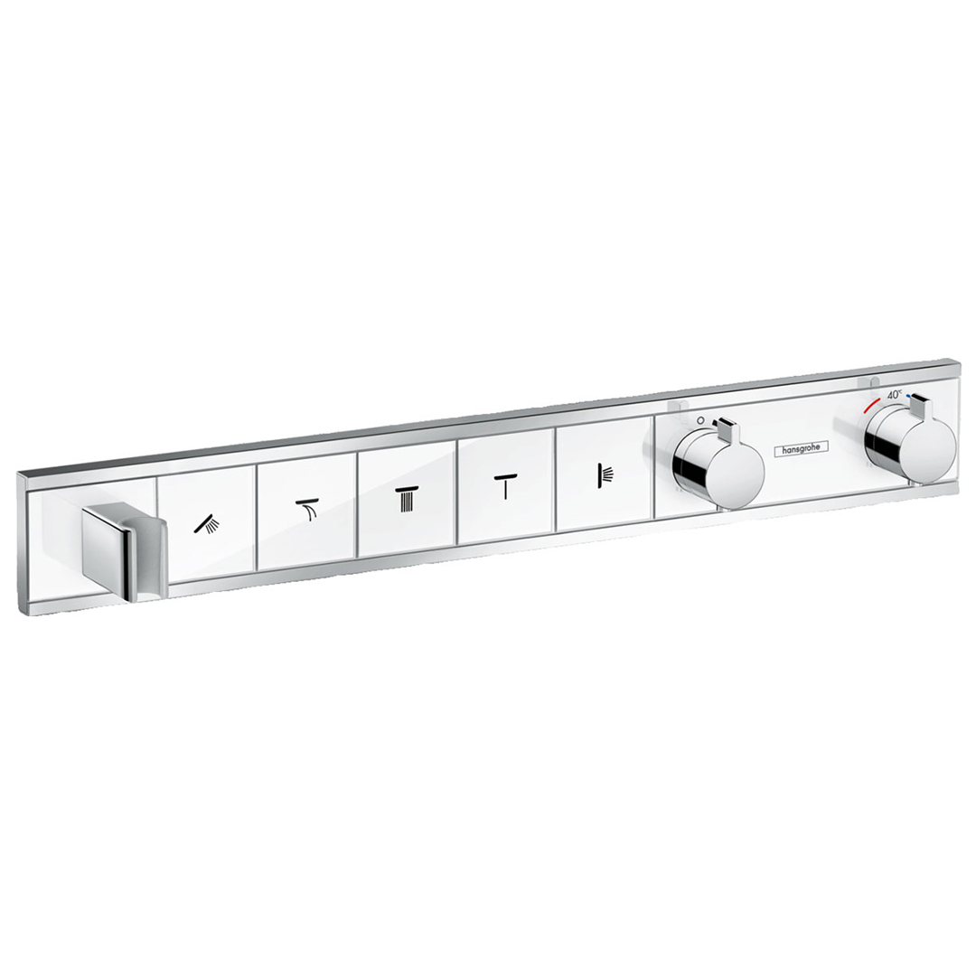 Hansgrohe 15358400<br>RainSelect<br>五路掛勾定溫開關面板<br>(鏡面白 / 不含軸心)  |淋浴花灑|HANSGROHE|埋壁式面板