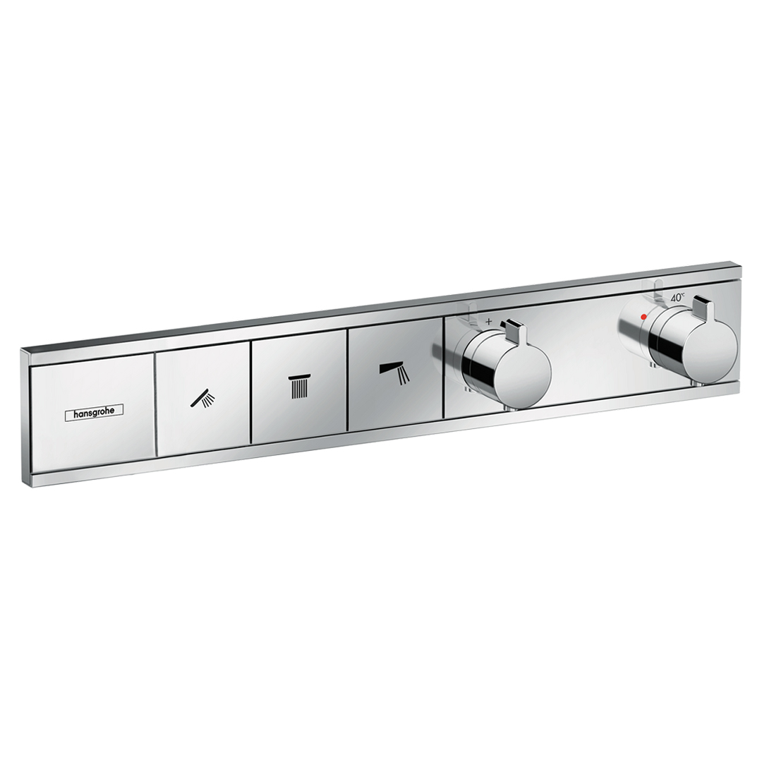Hansgrohe 15381000<br>RainSelect<br>三路定溫開關面板<br>(鉻色 / 不含軸心)  |淋浴花灑|HANSGROHE|埋壁式面板