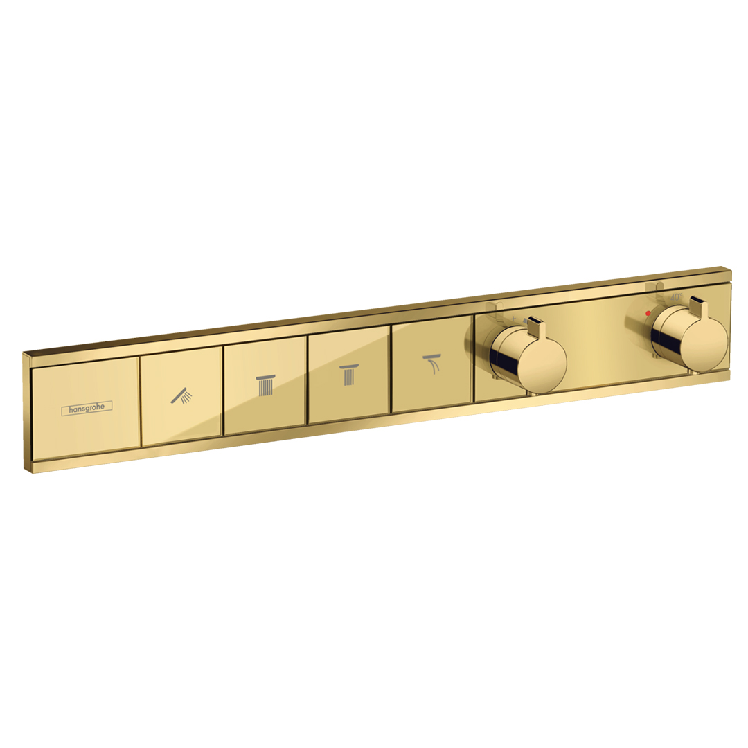 Hansgrohe 15382990<br>RainSelect<br>四路定溫開關面板<br>(亮金 / 不含軸心)  |金色系列|浴用龍頭 / 花灑