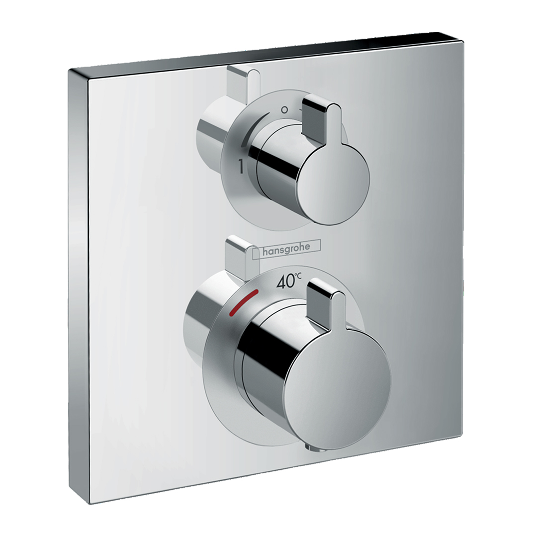 Hansgrohe 15714000<br>Ecostat Square<br>二路定溫開關面板<br>(鉻色 / 不含軸心)  |淋浴花灑|HANSGROHE|埋壁式面板