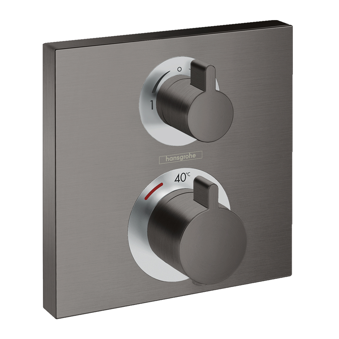 Hansgrohe 15714340<br>Ecostat Square<br>二路定溫開關面板<br>(黑鉻 / 不含軸心)  |黑色系列|浴用龍頭 / 花灑