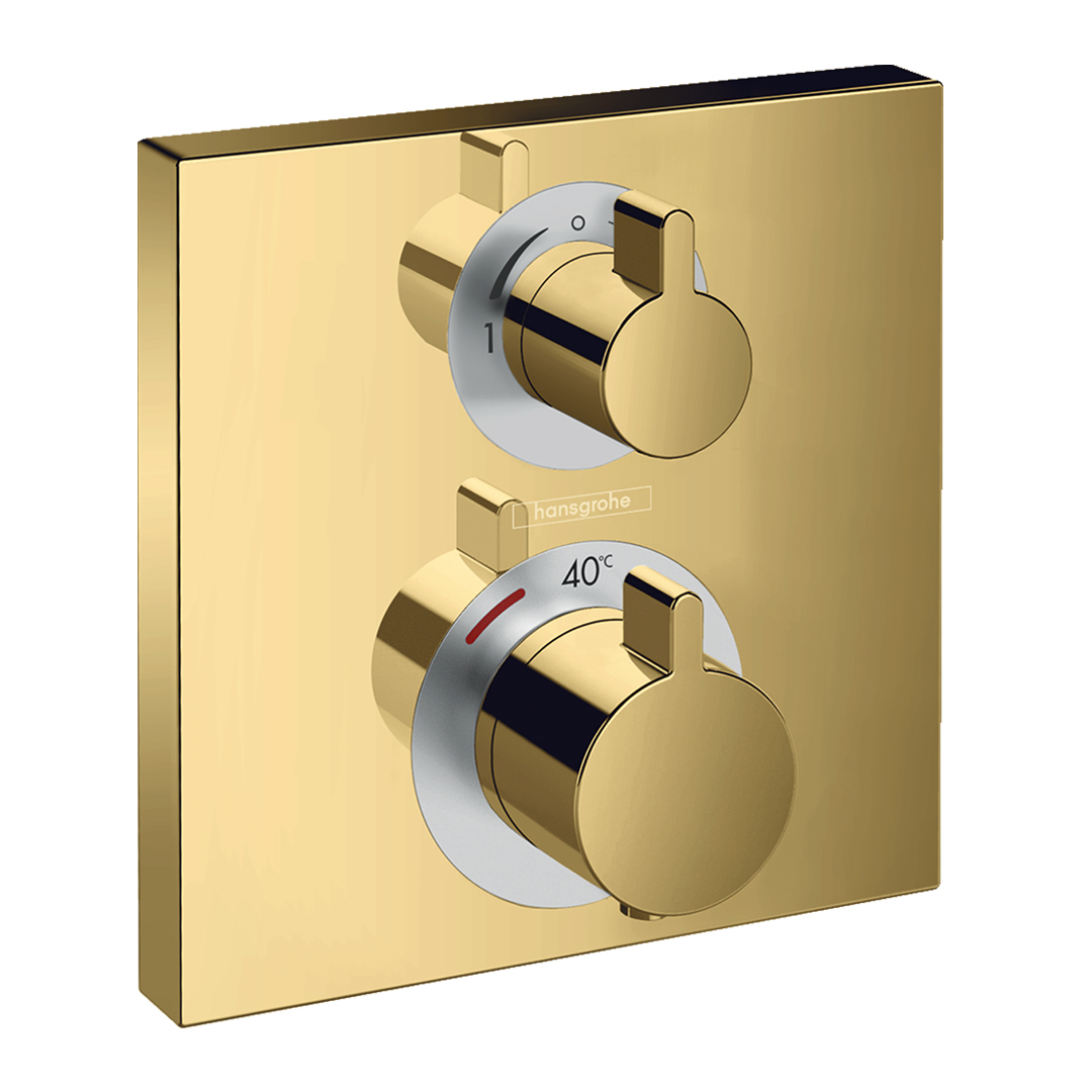 Hansgrohe 15714990<br>Ecostat Square<br>二路定溫開關面板<br>(亮金 / 不含軸心)  |金色系列|浴用龍頭 / 花灑