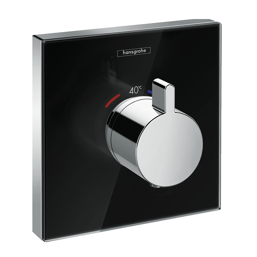 Hansgrohe 15734600<br>ShowerSelect<br>高流量定溫開關面板<br>(鏡面黑  / 不含軸心)  |黑色系列|浴用龍頭 / 花灑