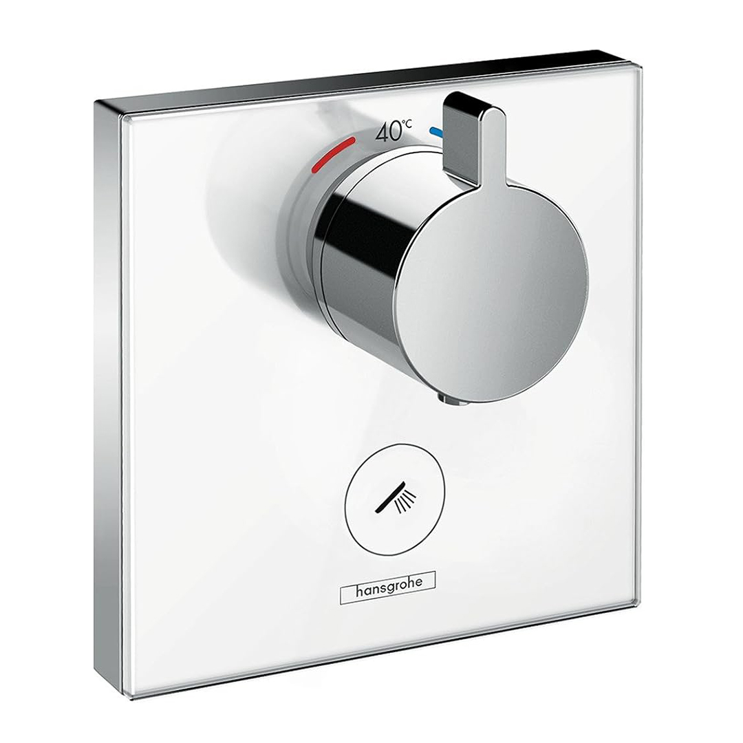 Hansgrohe 15735400<br>ShowerSelect<br>高流量定溫+一路開關面板<br>(鏡面白 / 不含軸心)  |淋浴花灑|HANSGROHE|埋壁式面板