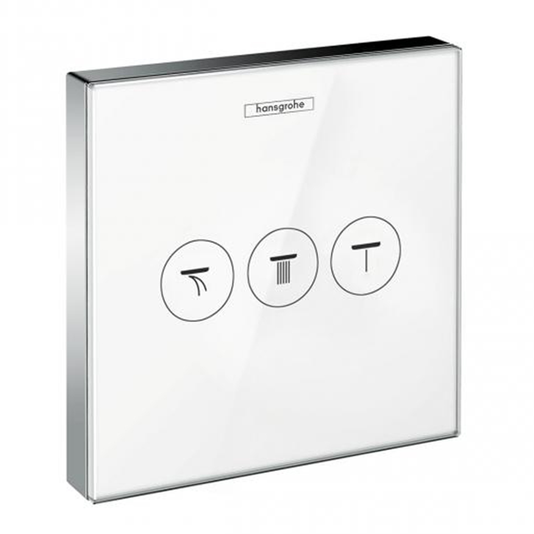 Hansgrohe 15736400<br>ShowerSelect<br>三路止水控制面板<br>(鏡面白  / 不含軸心)  |淋浴花灑|HANSGROHE|埋壁式面板