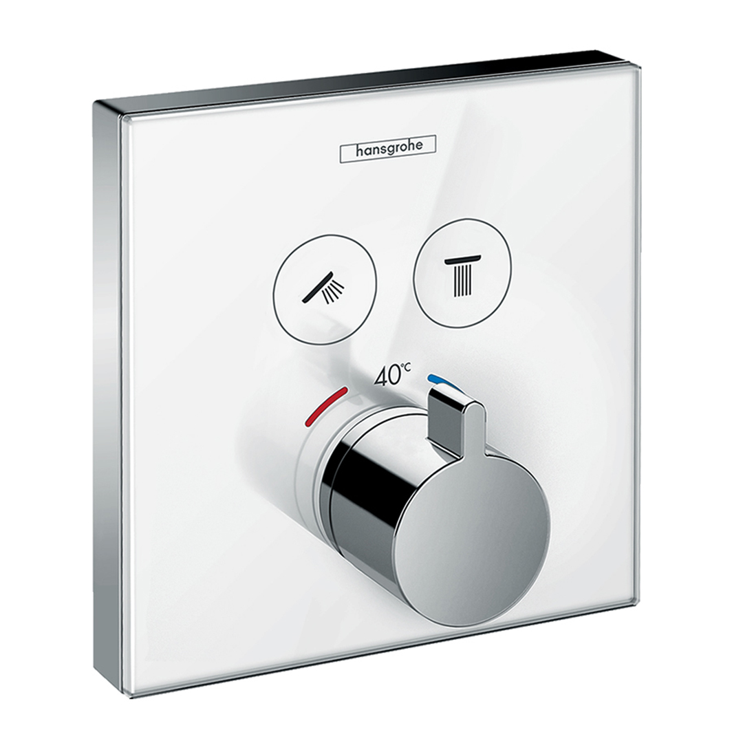 Hansgrohe 15738.400<br>ShowerSelect<br>二路定溫控制面板<br>(鏡面白 / 不含軸心)  |淋浴花灑|HANSGROHE|埋壁式面板