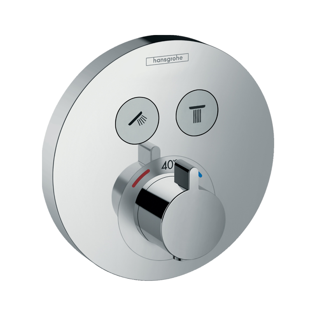 Hansgrohe 15743000<br>ShowerSelect S<br>二路定溫控制面板<br>(鉻色 / 不含軸心)產品圖