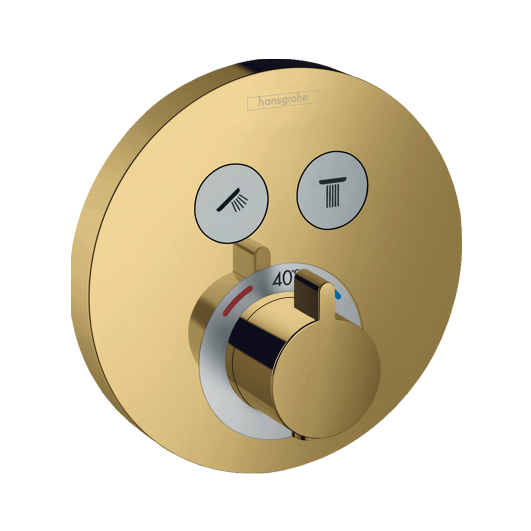 Hansgrohe 15743990<br>ShowerSelect S<br>二路定溫控制面板<br>( 亮金 /不含軸心)  |金色系列|浴用龍頭 / 花灑