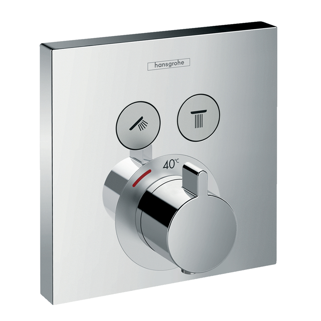Hansgrohe 15763000<br>ShowerSelect<br>二路定溫控制面板<br>(鉻色 / 不含軸心)  |淋浴花灑|HANSGROHE|埋壁式面板