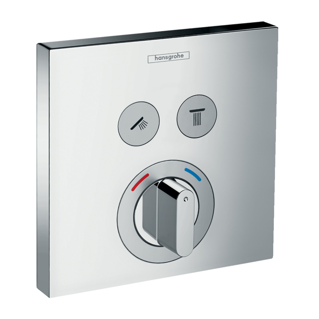 Hansgrohe 15768000<br>ShowerSelect<br>二路混合控制面板<br>(鉻色 / 不含軸心)  |淋浴花灑|HANSGROHE|埋壁式面板