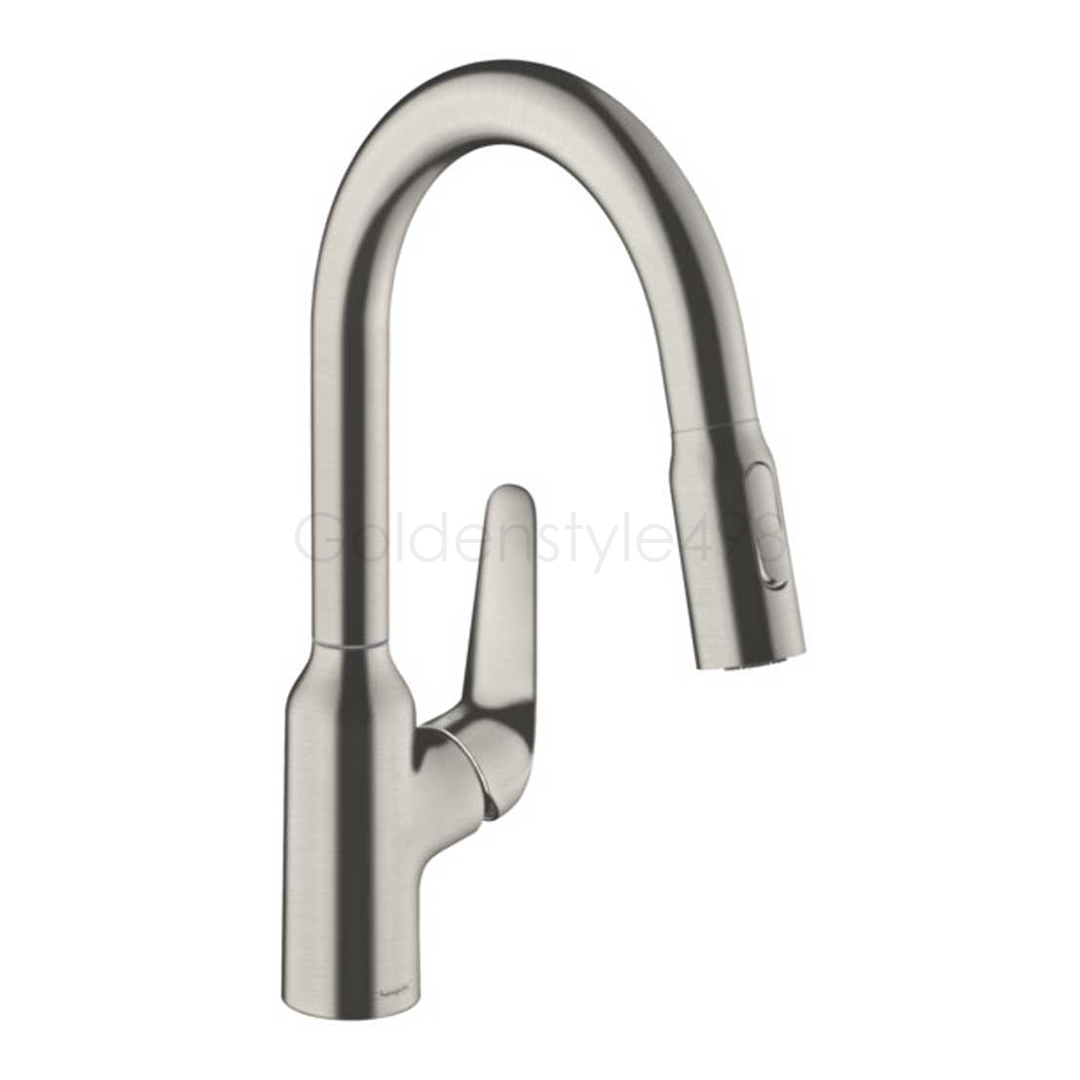 Hansgrohe 71801800 <br>Focus M41 伸縮廚用龍頭 <br>(不鏽鋼毛絲面/ 二段式)  |{門市現貨區 }