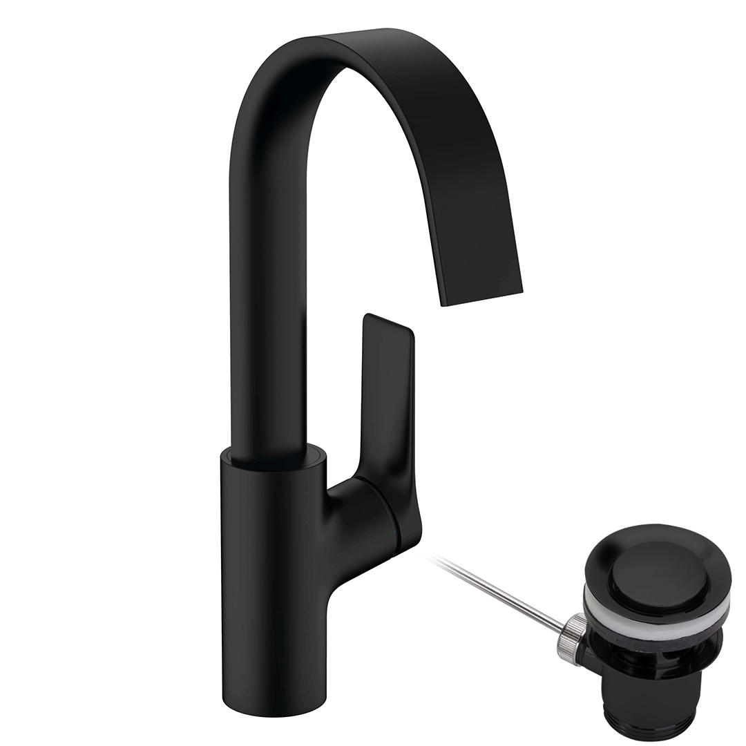 Hansgrohe 75030670<br>Vivenis 210 單槍旋轉面盆龍頭 <br>(附拉桿落水頭/霧黑)  |黑色系列|面用龍頭
