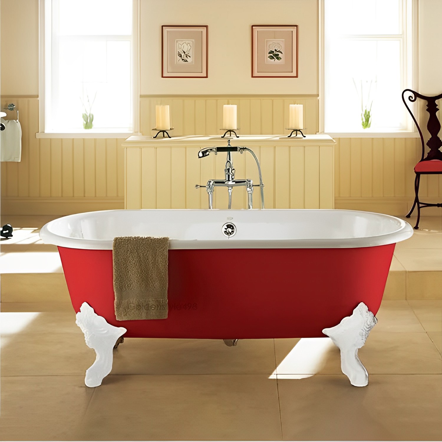 KOHLER K-11195T-RF <br> CLEO 獨立式鑄鐵浴缸(175cm,紅)  |浴缸|KOHLER|獨立式浴缸