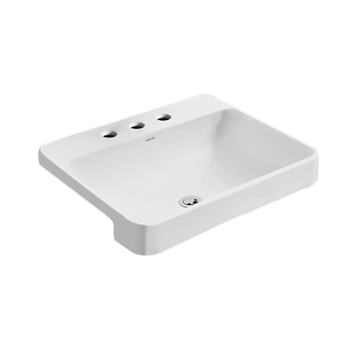 〝KOHLER 促銷商品〞<br>K-11479K-VC8-0<br> Forefront 三孔長方形半崁盆 <br>(57.8 x 46.2 cm)  |面盆|KOHLER|半崁盆