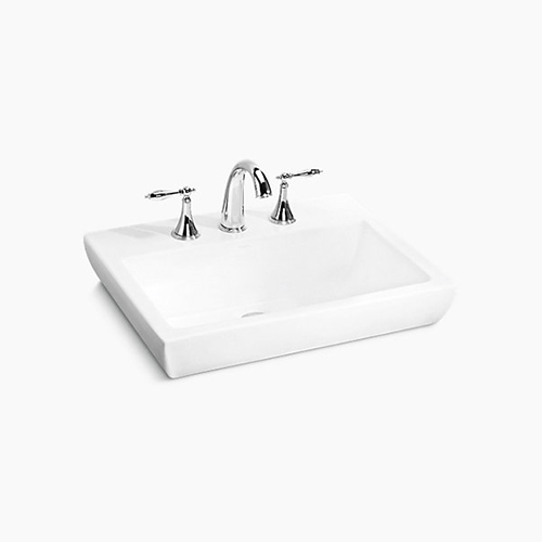 〝KOHLER 促銷商品〞<br>K-14715T-8G-0  <br>Parliament三孔方型半崁盆-外露面施釉<br>(56.4x44.2 cm)  |面盆|KOHLER|檯上盆