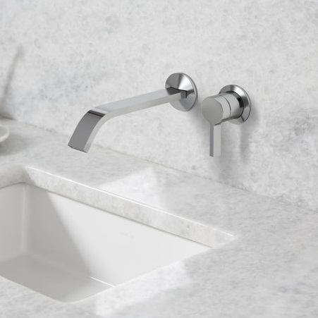 KOHLER<br>K-23888T-CP+77980T-4-CP+28138T-CP<br>Components 崁壁式面盆龍頭 <br>曲線型出水口+單方桿把手<br>(鉻色) 含軸心  |面盆龍頭|KOHLER|埋壁式面盆龍頭