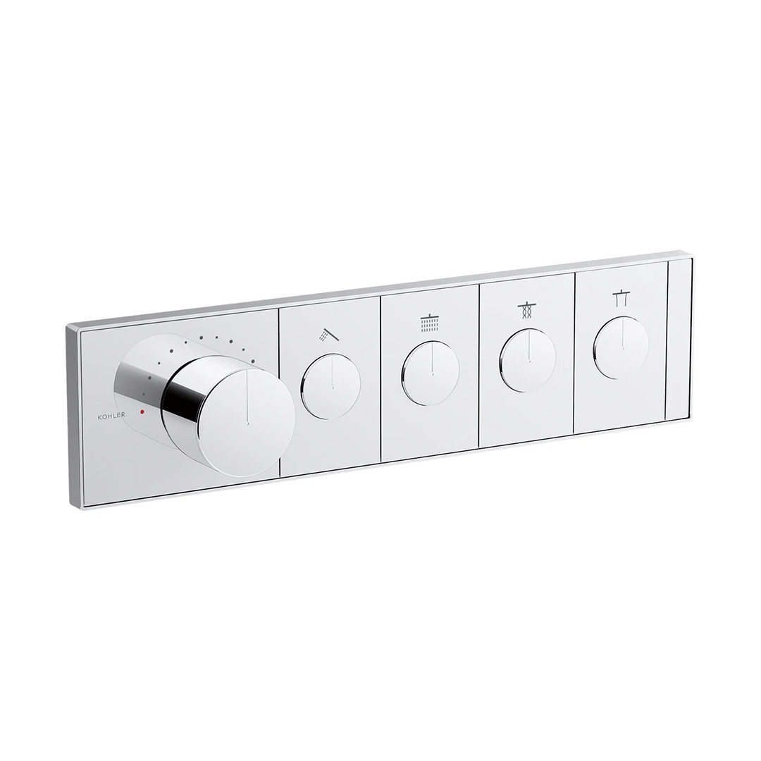 KOHLER  K-26348T-9-CP<br>Anthem 四路恆溫控制面板<br>(鉻色 / 不含軸心)  |淋浴花灑|KOHLER|埋壁式面板