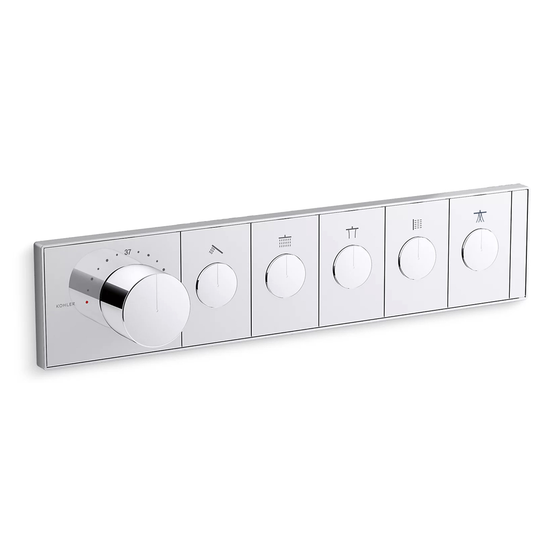 KOHLER  K-26349T-9-CP<br>Anthem 五路恆溫控制面板<br>(鉻色 / 不含軸心)  |淋浴花灑|KOHLER|埋壁式面板