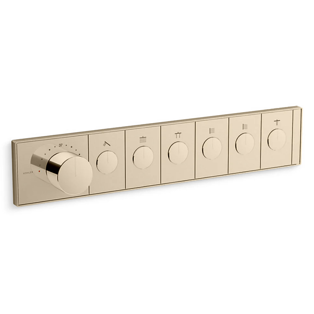 KOHLER  K-26350T-9-AF<br>Anthem 六路恆溫控制面板<br>(法蘭金 / 不含軸心)  |金色系列|浴用龍頭 / 花灑