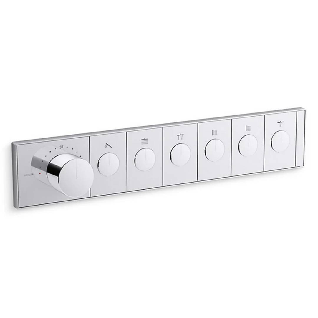 KOHLER  K-26350T-9-CP<br>Anthem 六路恆溫控制面板<br>(鉻色 / 不含軸心)  |淋浴花灑|KOHLER|埋壁式面板