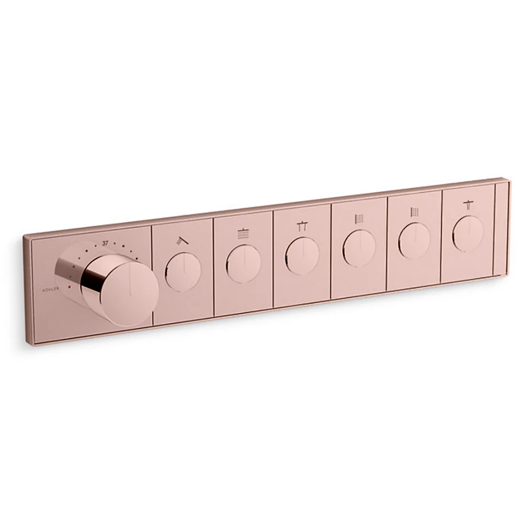 KOHLER<br>K-26350T-9-RGD<br>Anthem 六路恆溫控制面板<br>(玫瑰金/ 不含軸心)產品圖